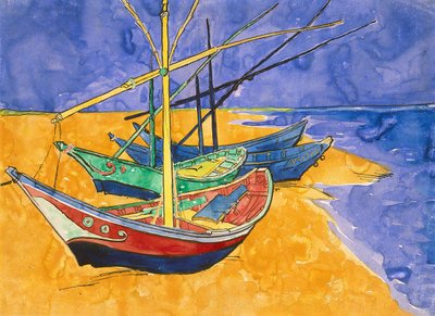 Fishing Boats on the Beach at Saintes-Maries-de-la-Mer by Vincent van Gogh