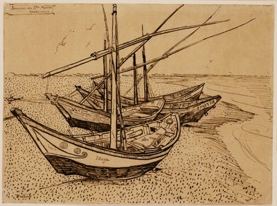 Fishing Boats on the Beach at Saintes-Maries-de-la-Mer by Vincent van Gogh