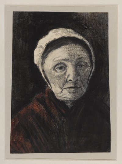 Head of an old woman in a Scheveninger cap, 1882-83 by Vincent van Gogh