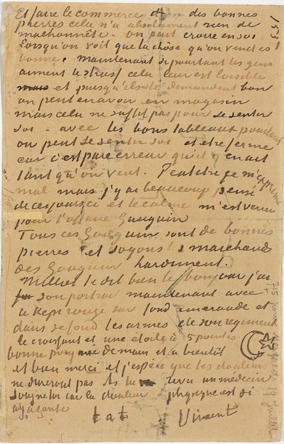 Page of a Letter from Vincent to His Brother Theo, Executed in Arles by Vincent van Gogh