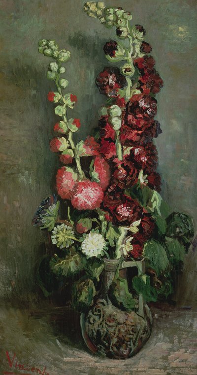 Vase of Hollyhocks by Vincent van Gogh