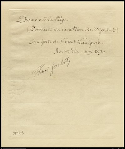 Verso of Man Smoking a Pipe: Portrait of Dr. Gachet by Vincent van Gogh
