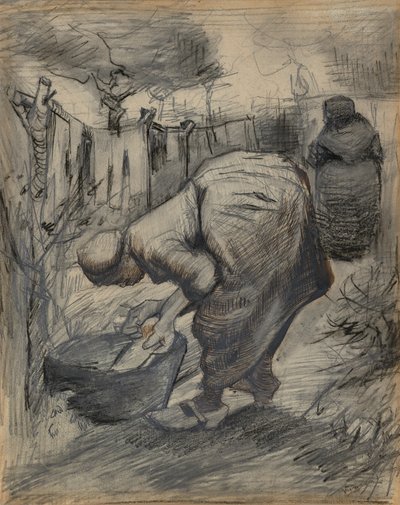 Woman by the Wash Tub, in a Garden by Vincent van Gogh
