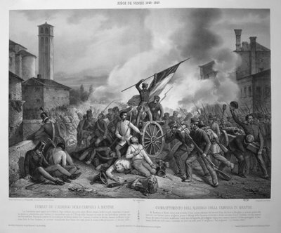 The Battle of Albergo della Campana at Mestre on 27th October 1848 during the siege of Venice in 1848-9 by Vincenzo (after) Giacomelli