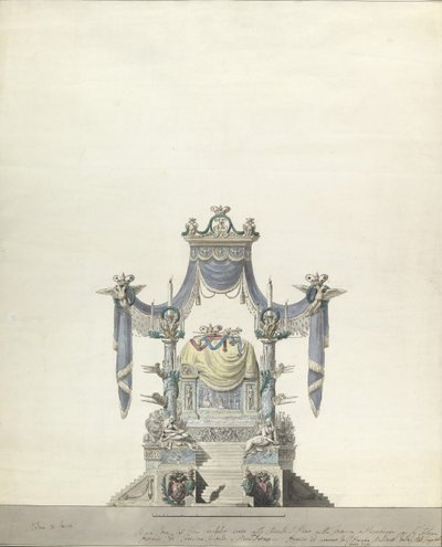 Catafalque for the Empress Catherine the Great of Russia Front Elevation by Vincenzo Brenna