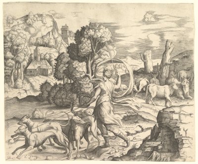 Diana the Huntress in a Landscape, ca. 1530-42 by Vincenzo Caccianemici