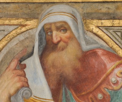 Central Nave, Plume Fourth North Span, Vincenzo Campi 1573, Bust with Prophet (detail) by Vincenzo Campi