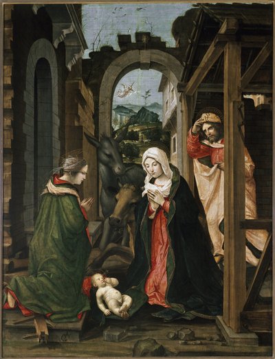 Nativity with St Catherine of Alexandria by Vincenzo Civerchio