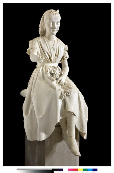 Portrait of Marquise Virginia Busti Porro as a Young Girl or Young Lady Offering a Flower by Vincenzo Vela