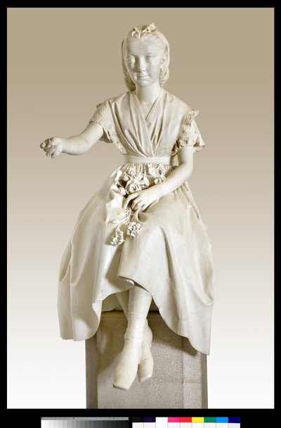 Portrait of Marquise Virginia Busti Porro as a Young Girl or Young Lady Offering a Flower by Vincenzo Vela