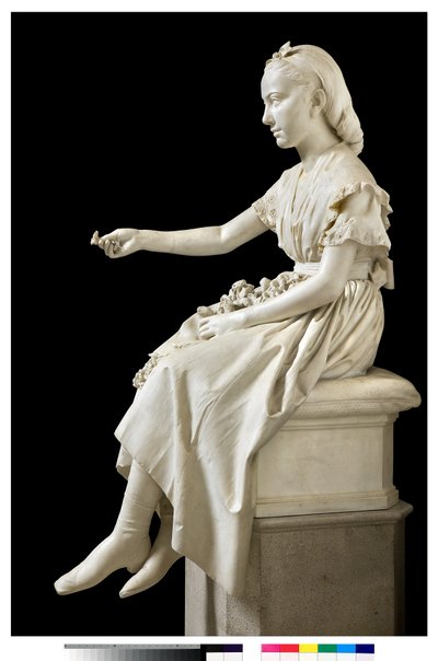 Portrait of Marquise Virginia Busti Porro as a Young Girl or Young Lady Offering a Flower by Vincenzo Vela