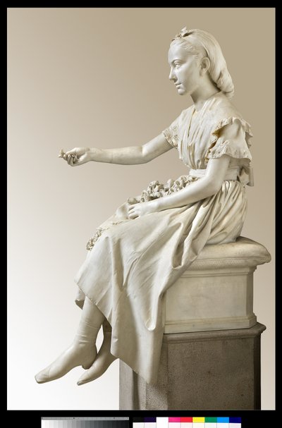 Portrait of Marquise Virginia Busti Porro as a Young Girl or Young Lady Offering a Flower by Vincenzo Vela