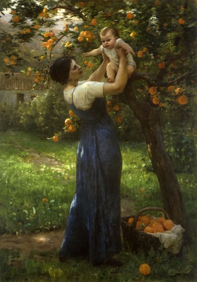 Mother and child in an orange grove by Virginie Demont Breton