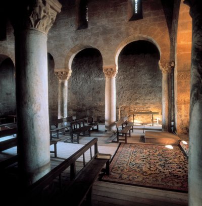 Interior of the Basilica of San Juan de Banos, Banos de Cerrato, Spain, 7th century by Visigothic