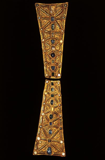 Neck of a Procession Cross in Gold, Garnet and Pearls from the Treasure of Guarrazar, 7th Century by Visigothic