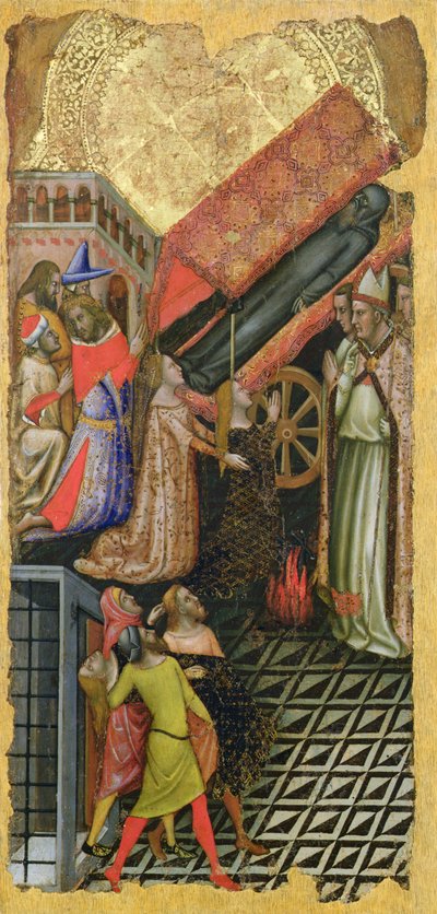Healing the Daughter of Emperor Constantine, The Funeral of Saint Anthony (top); The Daughter of Emperor Constantine Possessed by the Devil (bottom) by Vitale da Bologna