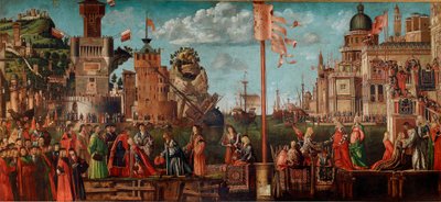 Cycle of the Life of Saint Ursula, Fourth Episode: The Meeting of the Engaged and the Departure on Pilgrimage by Vittore Carpaccio