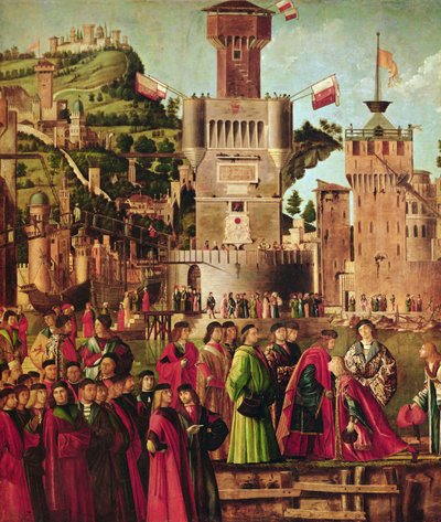 Meeting of Etherius and Ursula and the Departure of the Pilgrims, from the St. Ursula Cycle, c.1490-96 (detail) by Vittore Carpaccio