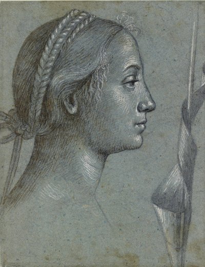 Head of a Woman with a Pennant wound round a Pole, late 15th century by Vittore Carpaccio