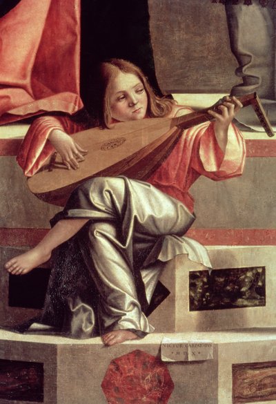 Minstrel Angel Playing a Lute (detail) by Vittore Carpaccio