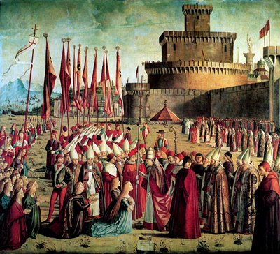 The Pilgrims are Met by Pope Cyriacus in Front of the Walls of Rome (The Legend of Saint Ursula) by Vittore Carpaccio