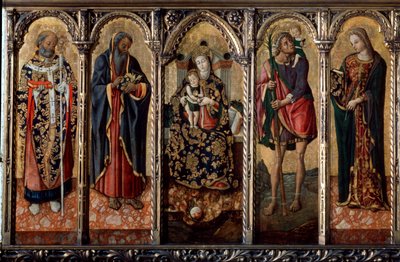 Madonna and Child with Saints Polyptych, Five Separate Panels by Vittore Crivelli