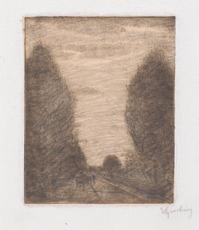 Wooded Landscape with a Cart by Vittore Grubicy