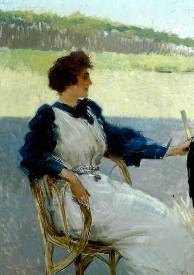 Portrait of Lady Outdoors by Vittorio Matteo Corcos by Vittorio Matteo Corcos
