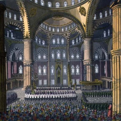 The Celebration of the Festival of Mewlod in the Mosque of the Sultan Ahmed, plate 41 from Part III, Volume I of 