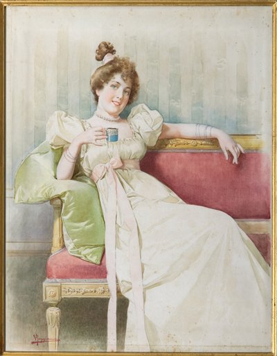 Lady on the Sofa by Vittorio Reggianini