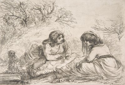 Two Women in a Landscape by Vivant Denon