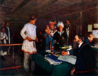 At the Office by Vladimir Egorovic Makovsky