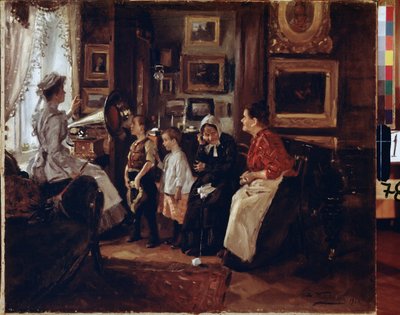At the Gramophone by Vladimir Egorovic Makovsky