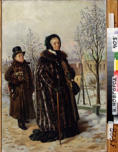An Old Lady Walk by Vladimir Egorovic Makovsky