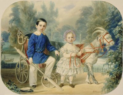 Grand Duke Alexander and Grand Duke Alexey as Children by Vladimir Ivanovich Hau
