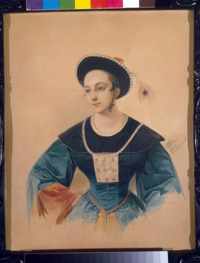 Portrait of the Opera Singer Anna Stepanova as Peki in The Bronze Horse by D. Auber by Vladimir Ivanovich Hau