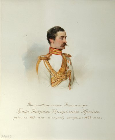 Portrait of Count Heinrich Cyprianovich von Kreutz (From the Album of the Imperial Horse Guards) by Vladimir Ivanovich Hau