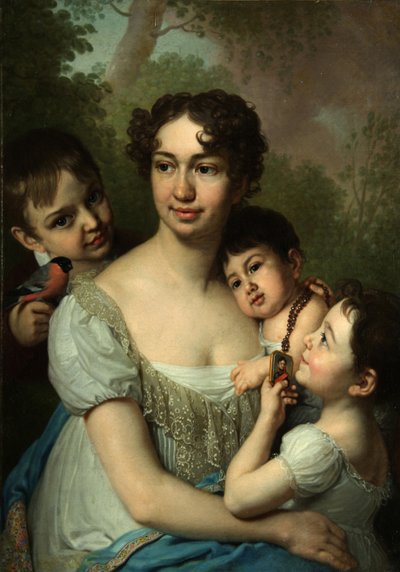 Portrait of Yelena Balashova with Children by Vladimir Lukich Borovikovsky