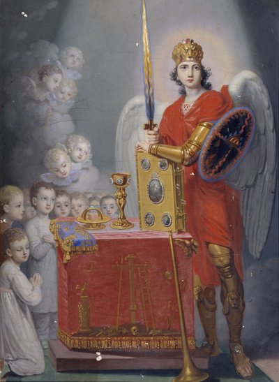 The Children of the Emperor Paul I before the altar, protected by Archangel Michael by Vladimir Lukich Borovikovsky