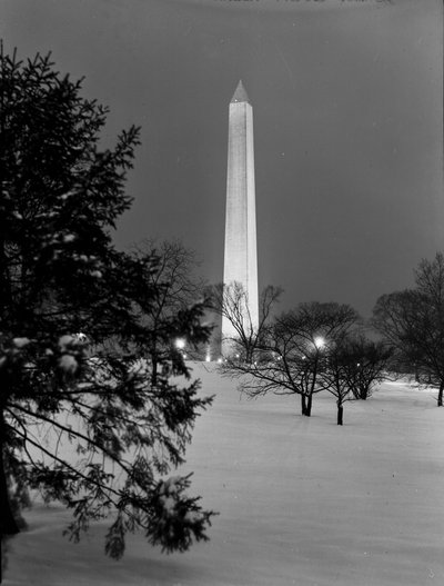 Washington Memorial after snowfall, Washington By Night by Volkmar Wentzel