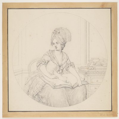 Young Lady, Leafing Through a Folio on Her Lap by W.A. Müller