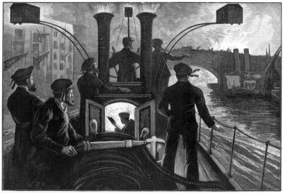 Steam Fire-engine Going to a Riverside Fire, London Fire Brigade by WB Murray