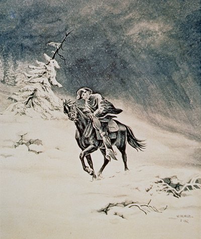 Pony Express Rider in the Sierra Nevada Mountains by W.H. Hilton