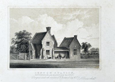 Lenton Station, Nottingham and Mansfield Railway c1848 by W.L. Walton