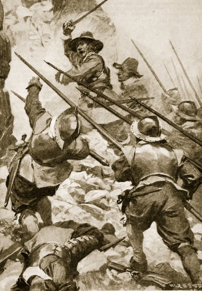 Cromwell Leading the Storming Party at Drogheda by W.R.S. (after) Stott