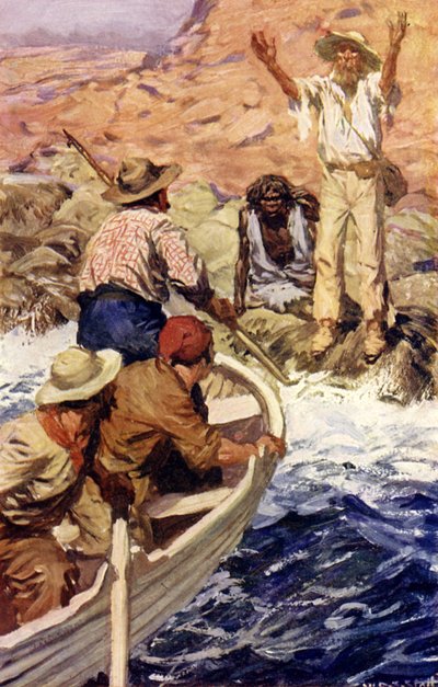 Edward Eyre rescued by French whalers by W.R.S. (after) Stott