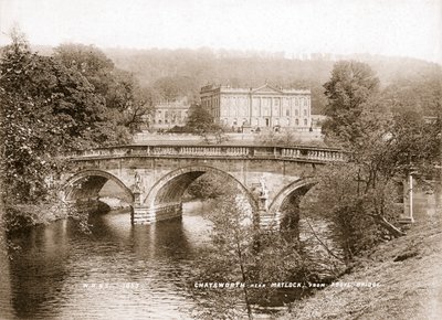 Chatsworth House and the bridge over the River Derwent, Derbyshire, 1853 by WR and S
