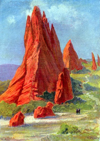 The Garden of the Gods in Colorado, c.1880 (engraving) by W. (after) Kranz