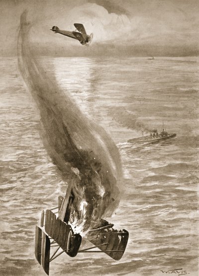 The destruction of a German seaplane by Flight-Sub-Lieutenant Ince off the Belgian Coast by W. Avis