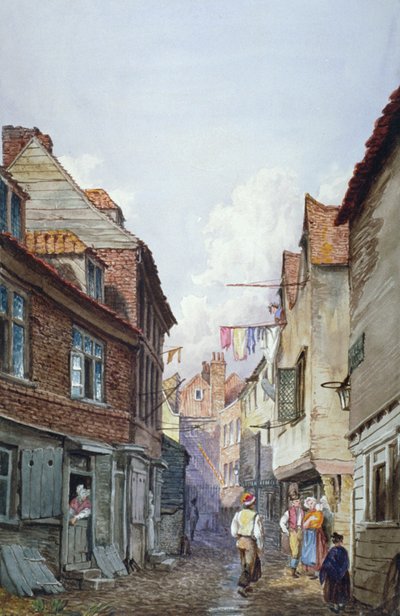 View of figures in Glean Alley, Bermondsey, London, c1825 by W Barker